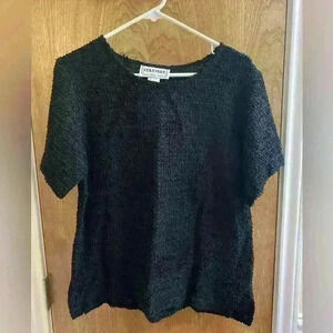 Vintage Starfire Popcorn Style Stretch Shirt Black Size 8 Y2K